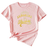 Women's Large Sunshine and Whishkey Round Neck Short Sleeve T-shirt