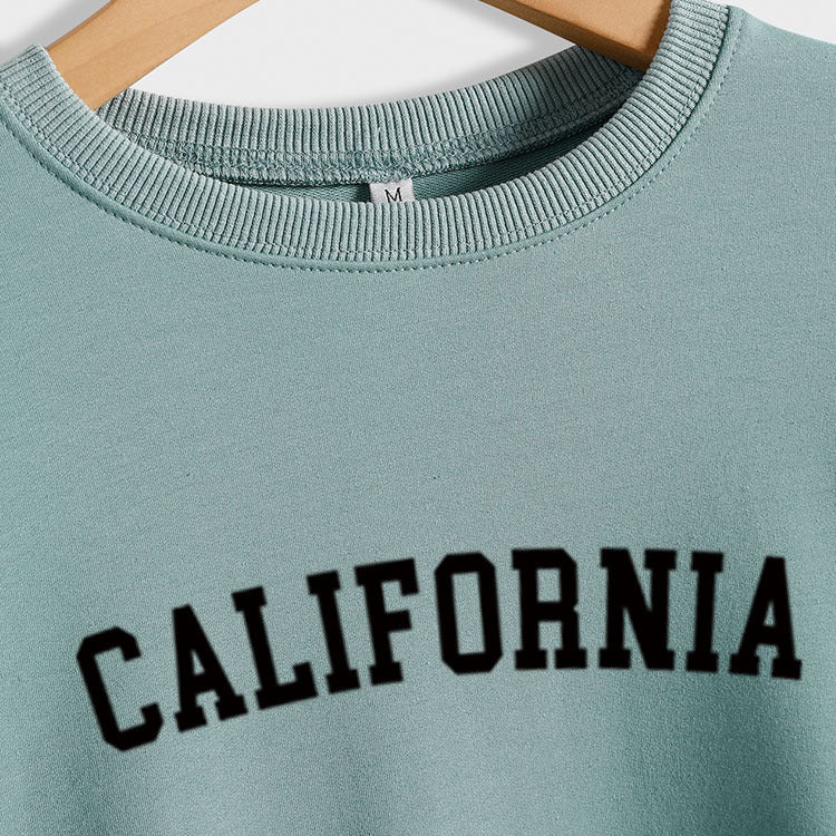 CALIFORNIA Letter Autumn and Winter Wide Size Long Sleeve Round Neck Casual Dress Girl