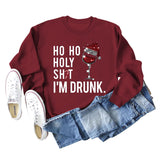 Ho Ho Holly Sht Rotwein Tasse Weihnachten Hut Brief Mode Herbst Winter Langarm Sweatshirt