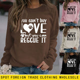 You Can't Buy Love Letters Round Neck Autumn and Winter Bottoming Casual Long-sleeved Ladies Sweater