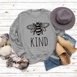 Kind Bee Alphabet-Druck Herbst- und Winterrücken, lockerer, großer Pullover mit langen Ärmeln und Rundhalsausschnitt (Damen)