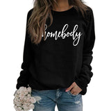 Homebody Letter Loose Autumn and Winter Leisure Long Sleeve Round Neck Large Size Sweater for Women