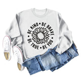 BE KIND BE BRAVE Sweatshirt mit Sonnenblumen-Print und langen Ärmeln