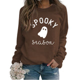 Cross-border SPOOKY SEASON Letter Loose Fall/Winter Round Neck Sweater Ladies Long Sleeve