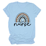 Nurse Love Leopard Rainbow Letter Print Short Sleeve Women's t-ShirT-Shirt