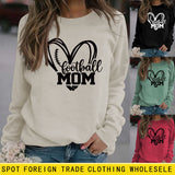 Football Mom Love Letter Printing Base Long Sleeve Ladies Sweater