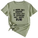 Large Women's Letter If Mama Ain't Happy Short Sleeve T-shirt