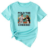 Fold The Cheese Fashion Womens Interesting Pattern Round Neck Short Sleeve T-shirt