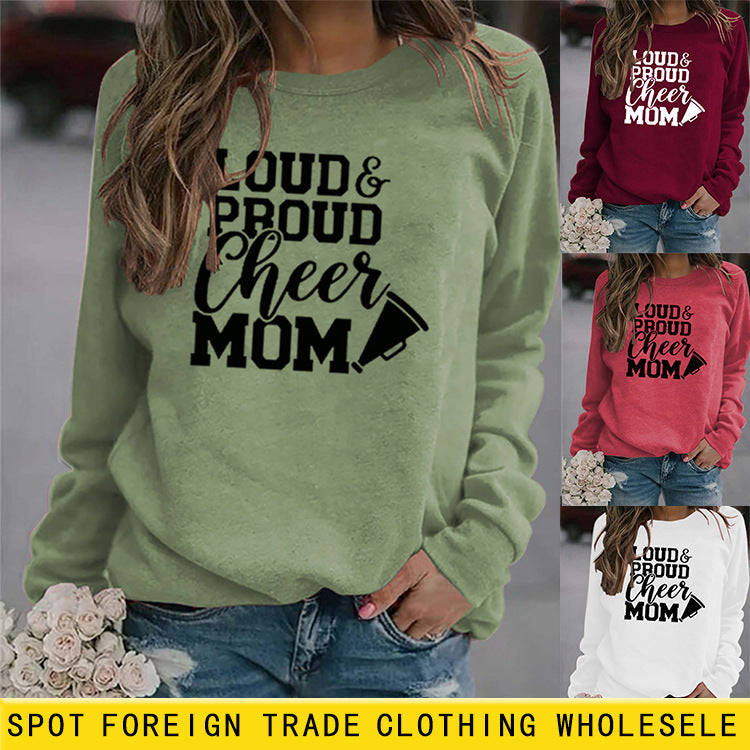 Sweat-shirt à manches longues avec lettres imprimées Loud Proud Cheer Mom
