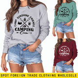 CAMP SUNSHINE FRIENDS COL ROND LETTRES LAMPE CAMPING SWEAT-SHIRT À MANCHES LONGUES