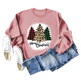 MERRY Christmas Brief Plaid Leopard Print Weihnachtsbaum Pullover Mädchen