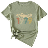 Round Neck 1979 Women's T-shirt Vintage Letter Printing Short Sleeve