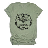 Women‘s Casual Short-sleeved T-shirt with Somewhere Between Letters T-Shirt