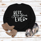 Best Grandma Ever Letters Simple Fashion Round Neck Loose Long-sleeved Sweater for Women