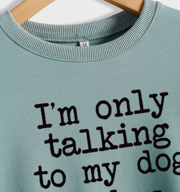 Lettres Col Rond Lettres Dames Manches Longues Imprimé Lâche Sweat À Manches Longues