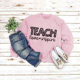 Rundhals-Shirt mit Buchstaben und langen Ärmeln, lockerer Pullover mit TEACH Love-Aufdruck