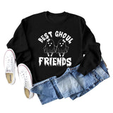 SWEAT-SHIRT À COL ROND IMPRIMÉ MONOGRAMME POUR FEMMES BEST GHOUL FRIENDS