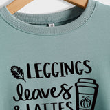 LEGGINGS FEUILLES LATTES Lettre Lâche Fond Manches Longues Grande Taille Pull