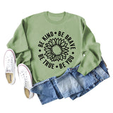 BE KIND BE BRAVE Sweatshirt mit Sonnenblumen-Print und langen Ärmeln