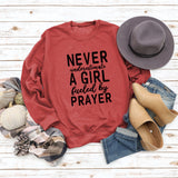 NEVER UNDERESTIMATE A GIRL Letters Fashion Round Neck Loose Long-sleeved Sweater