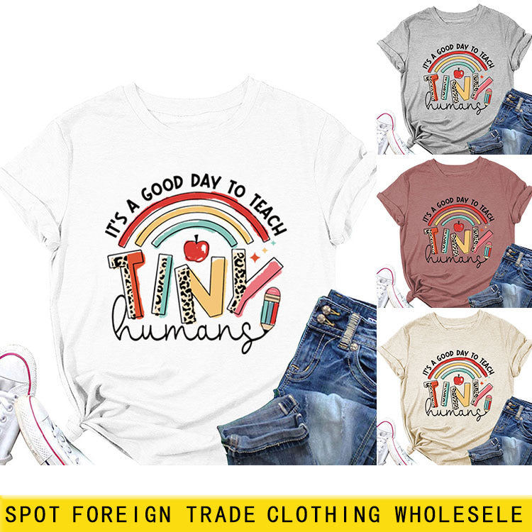 C'est une bonne journée pour enseigner la lettre imprimée ample à manches courtes T-Shirt femme