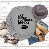 EAT SLEEP FOOTBALL REPEAT Women's Autumn and Winter Round Neck Long Sleeve Sweater