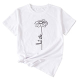 Simple Flower PaT-ShirtT-Shirtern LeT-Shirt IT-Shirt Be Casual ShorT-Shirt-sleeved Female T-Shirt