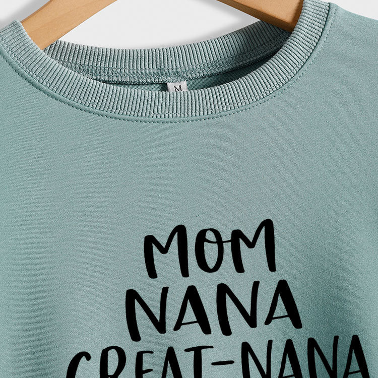 MOM NANA GREAT NANA LETTRES MODE COL ROND PULL À MANCHES LONGUES