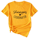 Simplified Letter Shenanigans Coordinator Round Neck Short Sleeve T-shirt