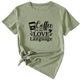 Letter Coffee Is My Love Casual Loose Short-sleeved T-shirt