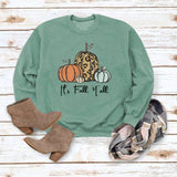 it's fall y'all pullover simple round neck top long sleeve printed loose sweater