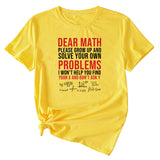 Letter Dead Math Printed Summer Casual Round Neck Short Sleeve T-shirt