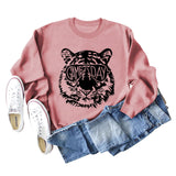 GAME DAY Tigre Lettre Lâche Bas Manches Longues Grande Taille Sweat Femme