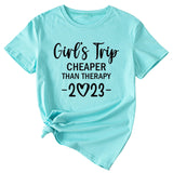 Girl's Trip Cheeper Round Neck Letter Women's T-shirt Fashion Short SleeveT-Shirt