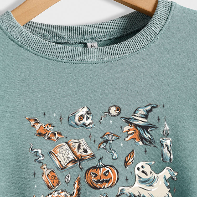 Bas à col rond, imprimé ample, sweat-shirt surdimensionné à manches longues