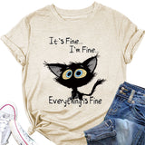 It's Fine I'm Fine Large Letter Print Short Sleeve Crew Neck T-Shirt