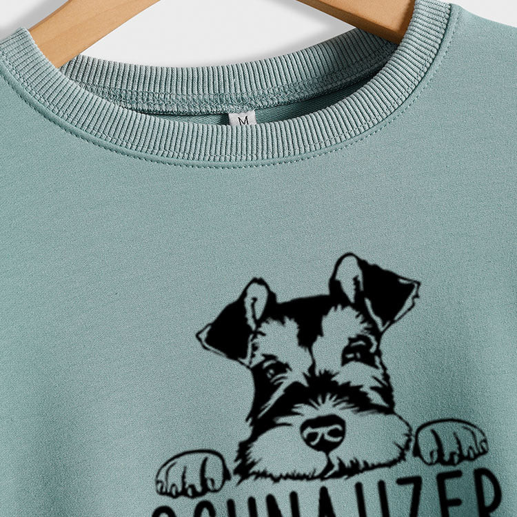 SCHNAUZER MOM Col Rond Lettre Sweat Femme Imprimé Ample Manches Longues