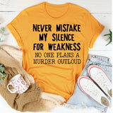 WOMEN'S CASUAL tOP NEVER MIStAKE MY SILENCE MONOGRAM SHORt-SLEEVED t-SHIRT-Shirt