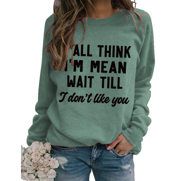 Hauts à col rond et manches longues, sweat-shirt ample imprimé Y'ALL THINK