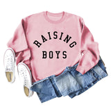 RAISING BOYS LETTRES Lâche FEMME BASE CHEMISE À MANCHES LONGUES SWEAT-SHIRT SURDIMENSIONNÉ