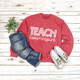 Rundhals-Shirt mit Buchstaben und langen Ärmeln, lockerer Pullover mit TEACH Love-Aufdruck