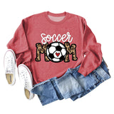 Soccer Mom Football Love Letter Leopard Rundhals Herbst/Winter Langarm Pullover Damen