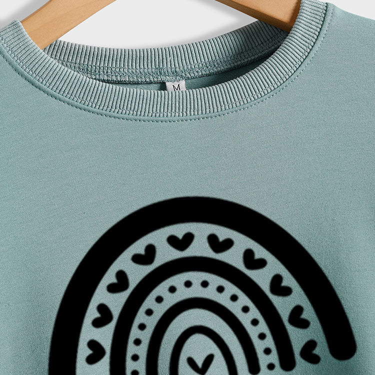 Sweat-shirt à manches longues et col rond pour femme, haut ample avec lettres d'enseignant