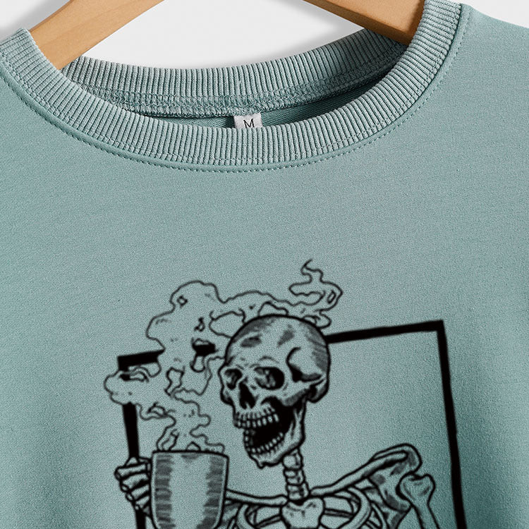 Sweat-shirt ample à manches longues pour femmes, imprimé tête de mort, grande taille