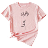 Simple Flower PaT-ShirtT-Shirtern LeT-Shirt IT-Shirt Be Casual ShorT-Shirt-sleeved Female T-Shirt