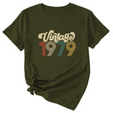 Round Neck 1979 Women's T-shirt Vintage Letter Printing Short Sleeve