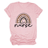 Nurse Love Leopard Rainbow Letter Print Short Sleeve Women's t-ShirT-Shirt