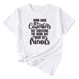 English Letters Work Made Us Womens New Casual Short Sleeves Shirt