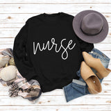 Nurse Letter Round Neck Fashion Backed Women's Long Sleeve Sweater