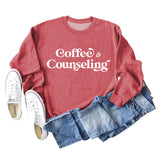 Coffee Counseling Fashion Letter Rundhals Herbst und Winter Langarm Pullover